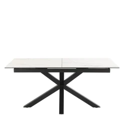 EURAME Table à manger extensible 6 à 8 places en céramique et métal 168-210x90cm