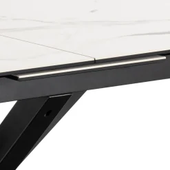 EURAME Table à manger extensible 6 à 8 places en céramique et métal 168-210x90cm