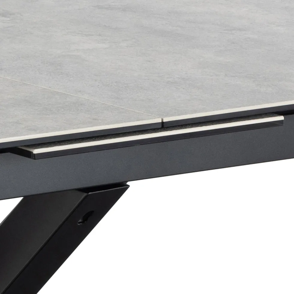 EURAME Table à manger extensible 6 à 12 personnes en céramique et métal 200-240x100cm