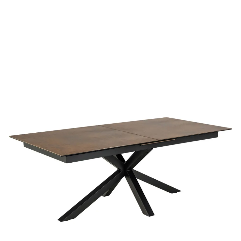 EURAME Table à manger extensible 6 à 12 personnes en céramique et métal 200-240x100cm