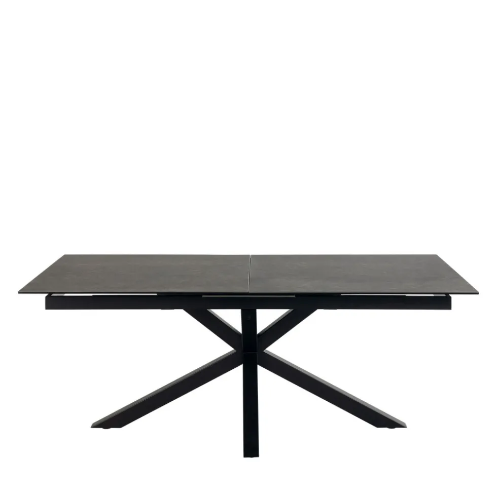 EURAME Table à manger extensible 6 à 12 personnes en céramique et métal 200-240x100cm