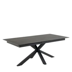 EURAME Table à manger extensible 6 à 12 personnes en céramique et métal 200-240x100cm