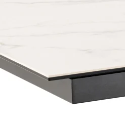 EURAME Table à manger extensible 6 à 12 personnes en céramique et métal 200-240x100cm