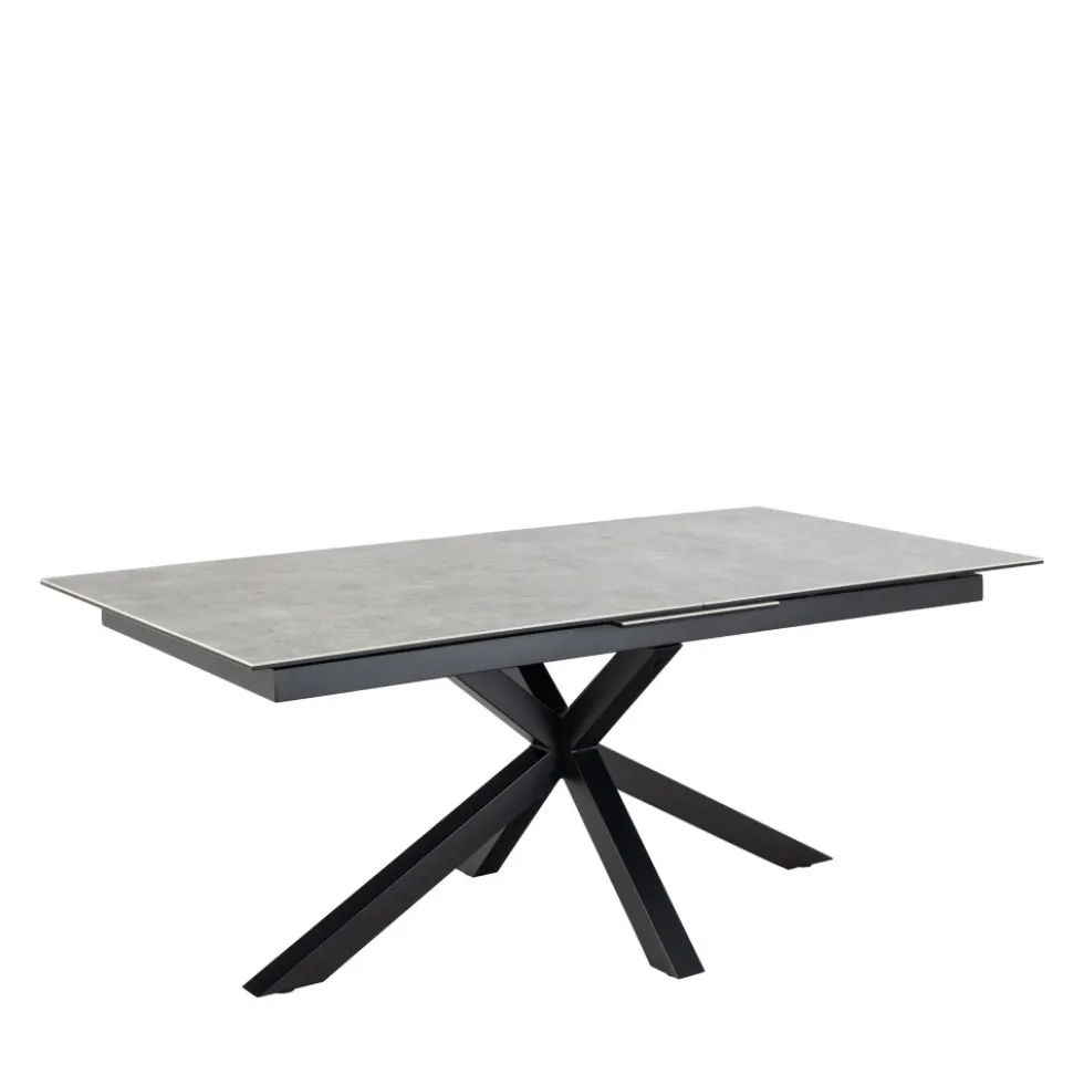 EURAME Table à manger extensible 6 à 12 personnes en céramique et métal 200-240x100cm