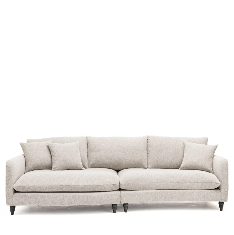 FARRAH Canapé d'angle gauche convertible 5 places en tissu pieds tournés