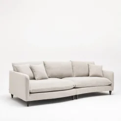 FARRAH Canapé d'angle gauche convertible 5 places en tissu pieds tournés