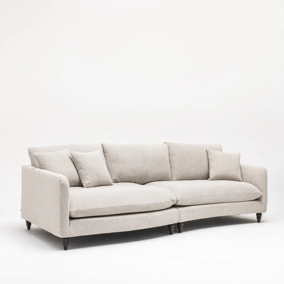 FARRAH Canapé d'angle gauche convertible 5 places en tissu pieds tournés