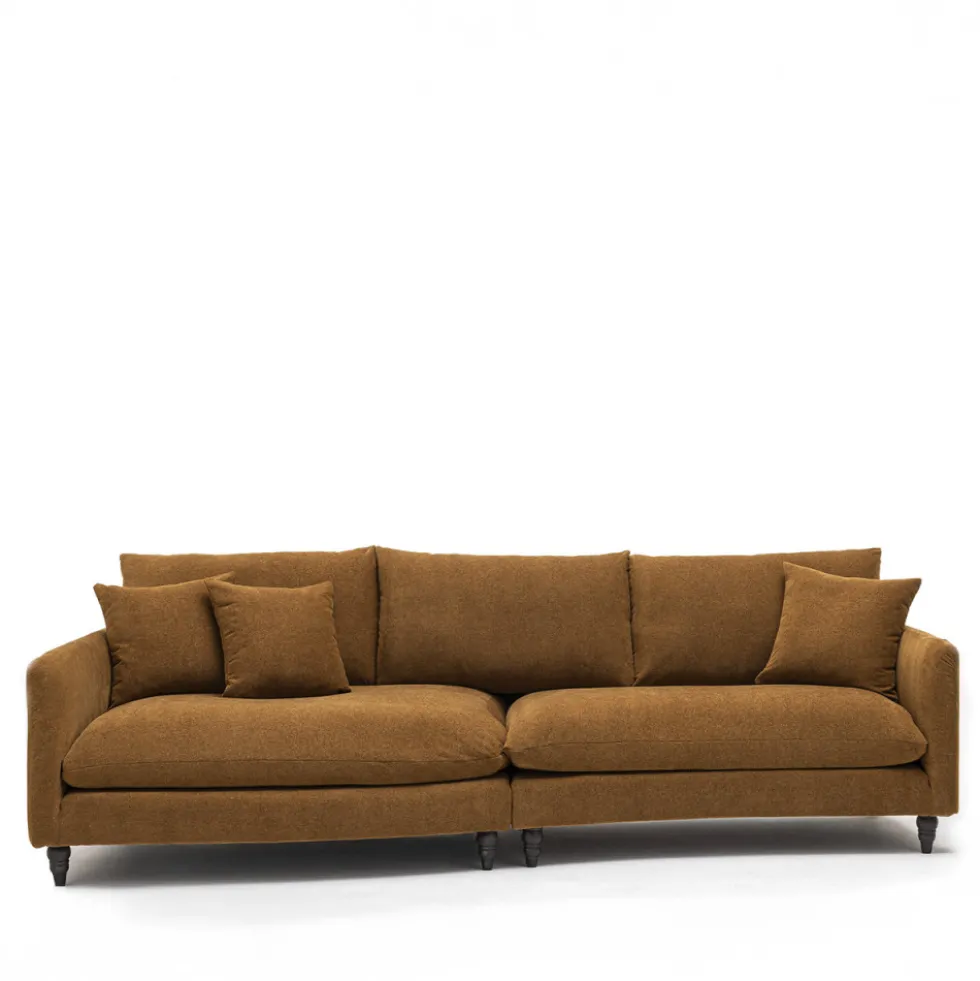 FARRAH Canapé d'angle gauche convertible 5 places en tissu pieds tournés