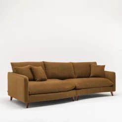 FARRAH Canapé d'angle gauche convertible 5 places en tissu