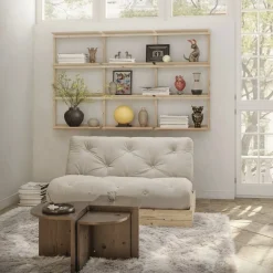 FLIP Canapé convertible 2,5 places en tissu et bois