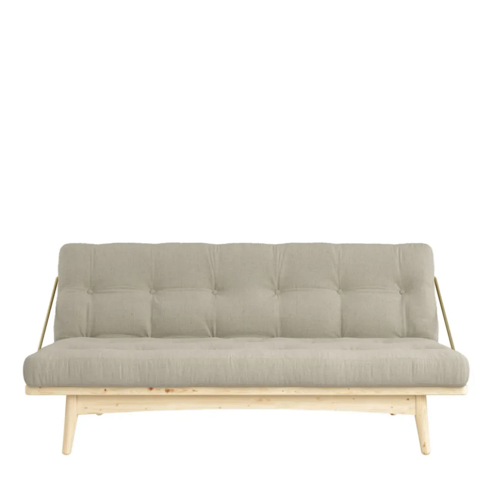 FOLK Canapé convertible en bois naturel et tissu