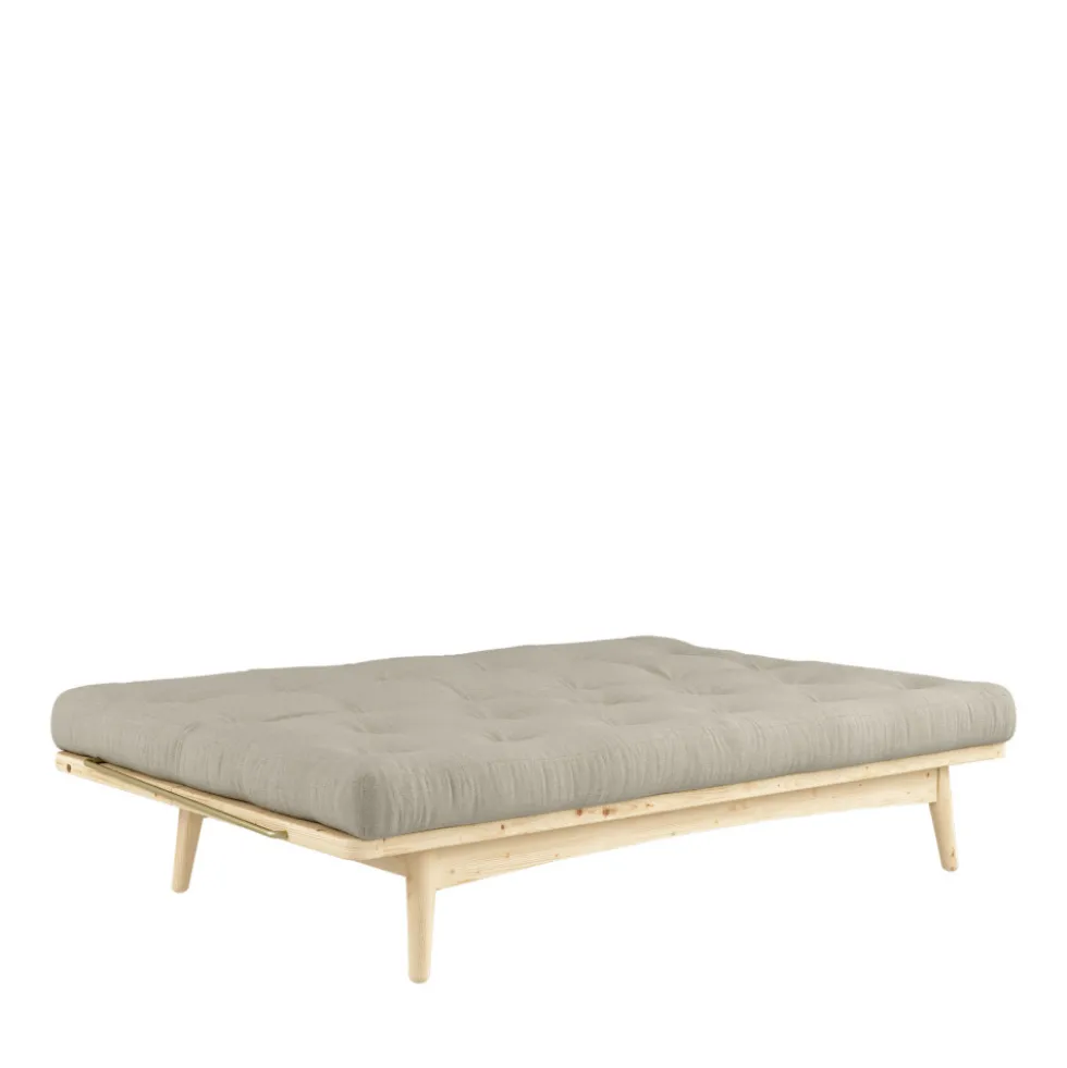 FOLK Canapé convertible en bois naturel et tissu