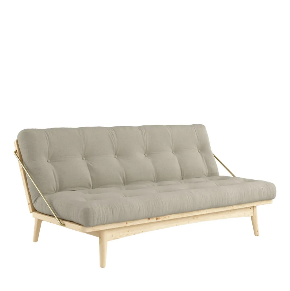 FOLK Canapé convertible en bois naturel et tissu