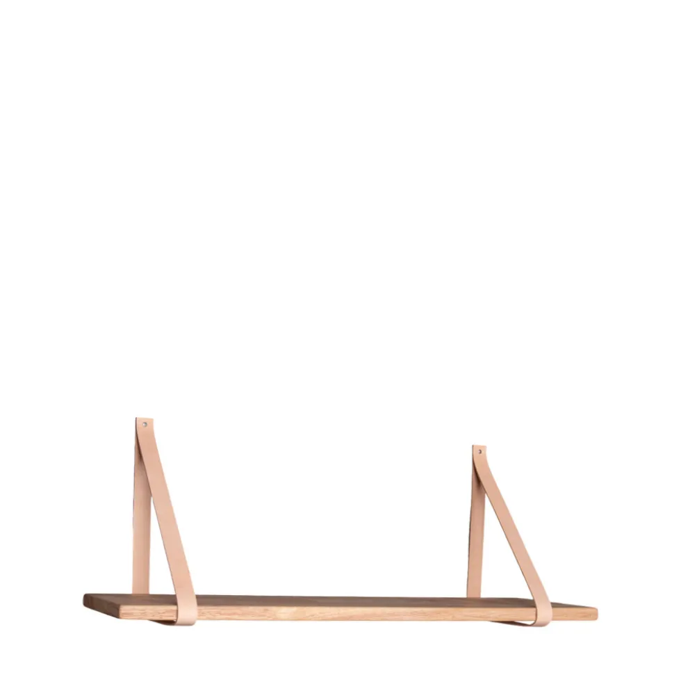 FORNO Etagère murale en bois et cuir 120x20 cm
