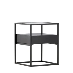 FORTALEZA Table de chevet 1 tiroir en verre et métal