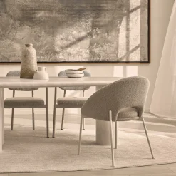 FRIDA Lot de 2 chaises en tissu bouclette et métal