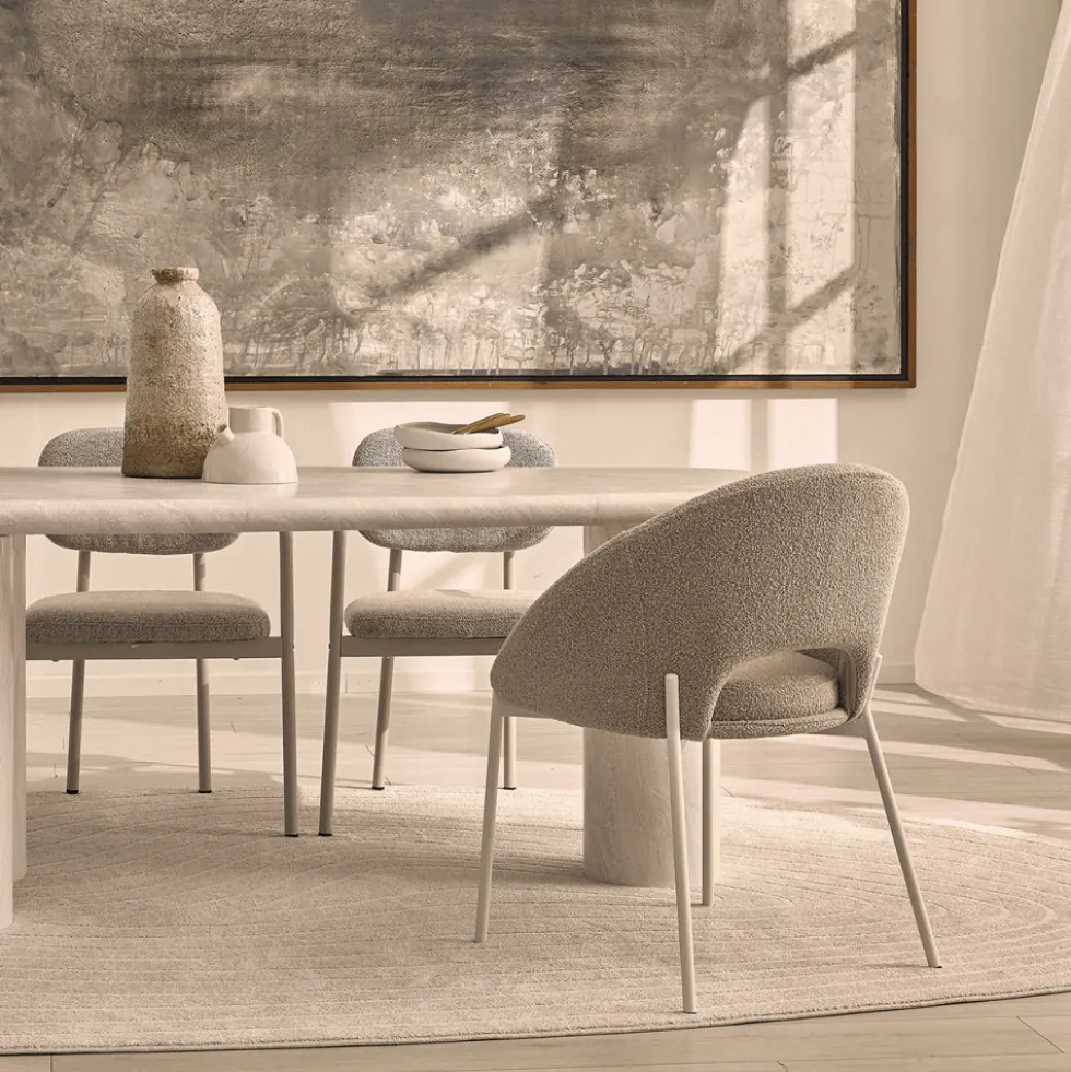FRIDA Lot de 2 chaises en tissu bouclette et métal