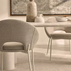 FRIDA Lot de 2 chaises en tissu bouclette et métal