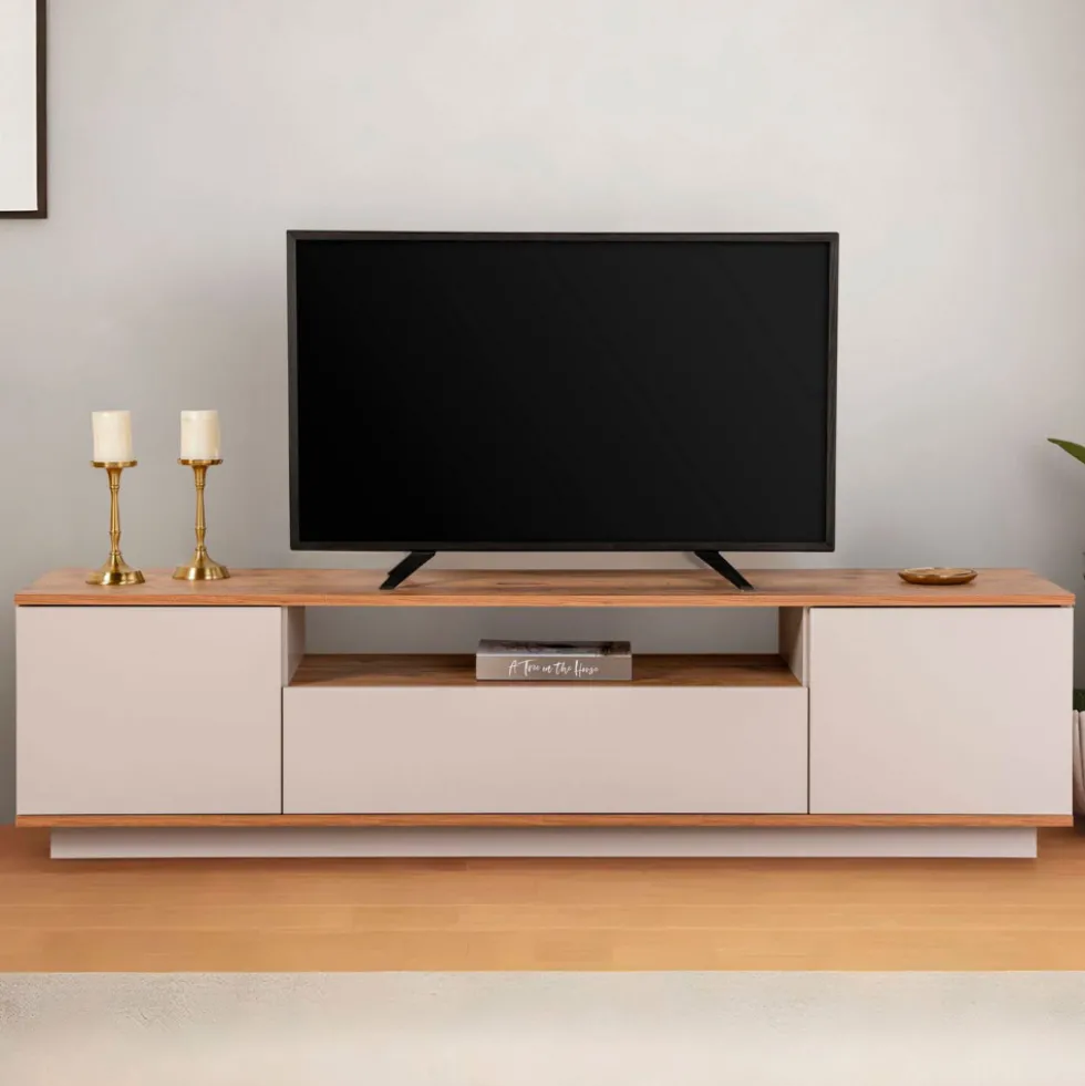 FRITZ Meuble TV 3 portes en bois L180cm