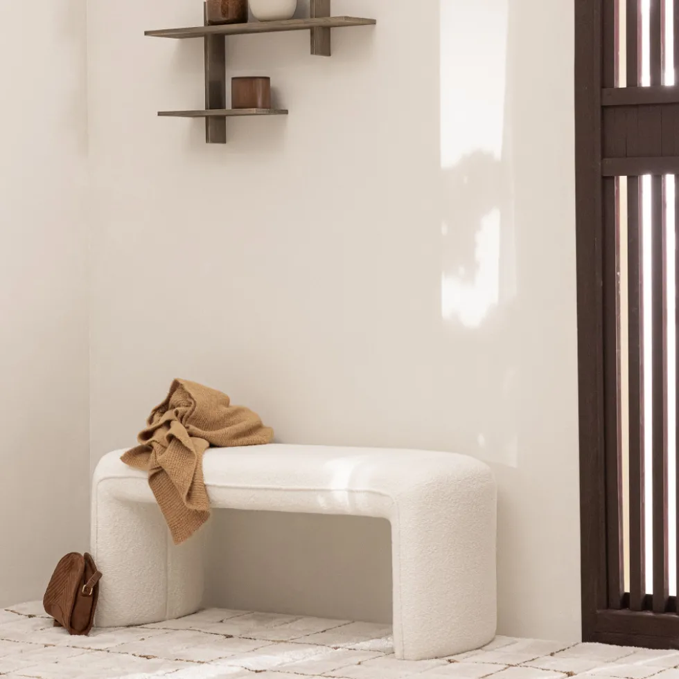 FULL Banc rembourré en tissu bouclette L100cm