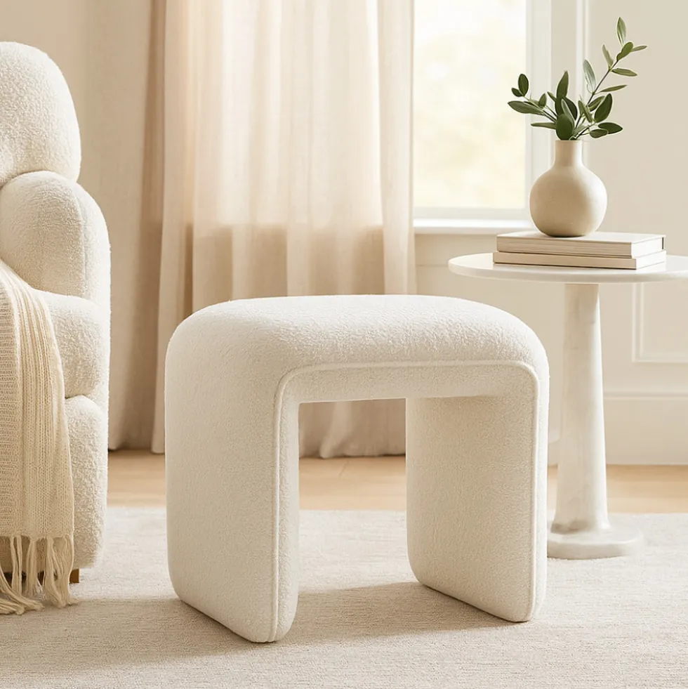 FULL Pouf en tissu bouclette
