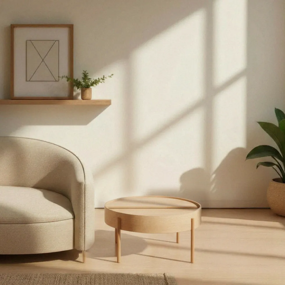 GISELE Table basse ronde avec rangement en bois ø80cm
