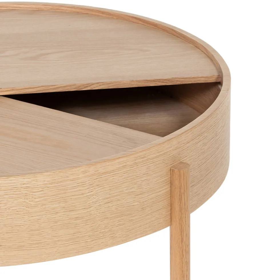 GISELE Table basse ronde avec rangement en bois ø80cm
