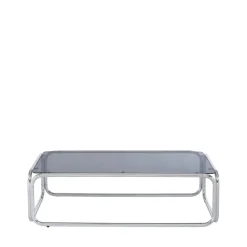 GLISS Table basse en verre pieds chrome