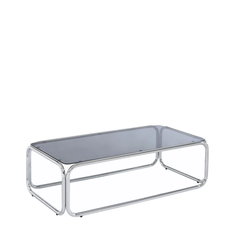 GLISS Table basse en verre pieds chrome