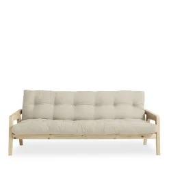 GRAB Canapé convertible en bois naturel et tissu