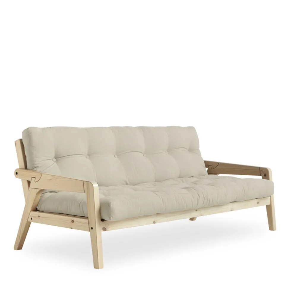 GRAB Canapé convertible en bois naturel et tissu