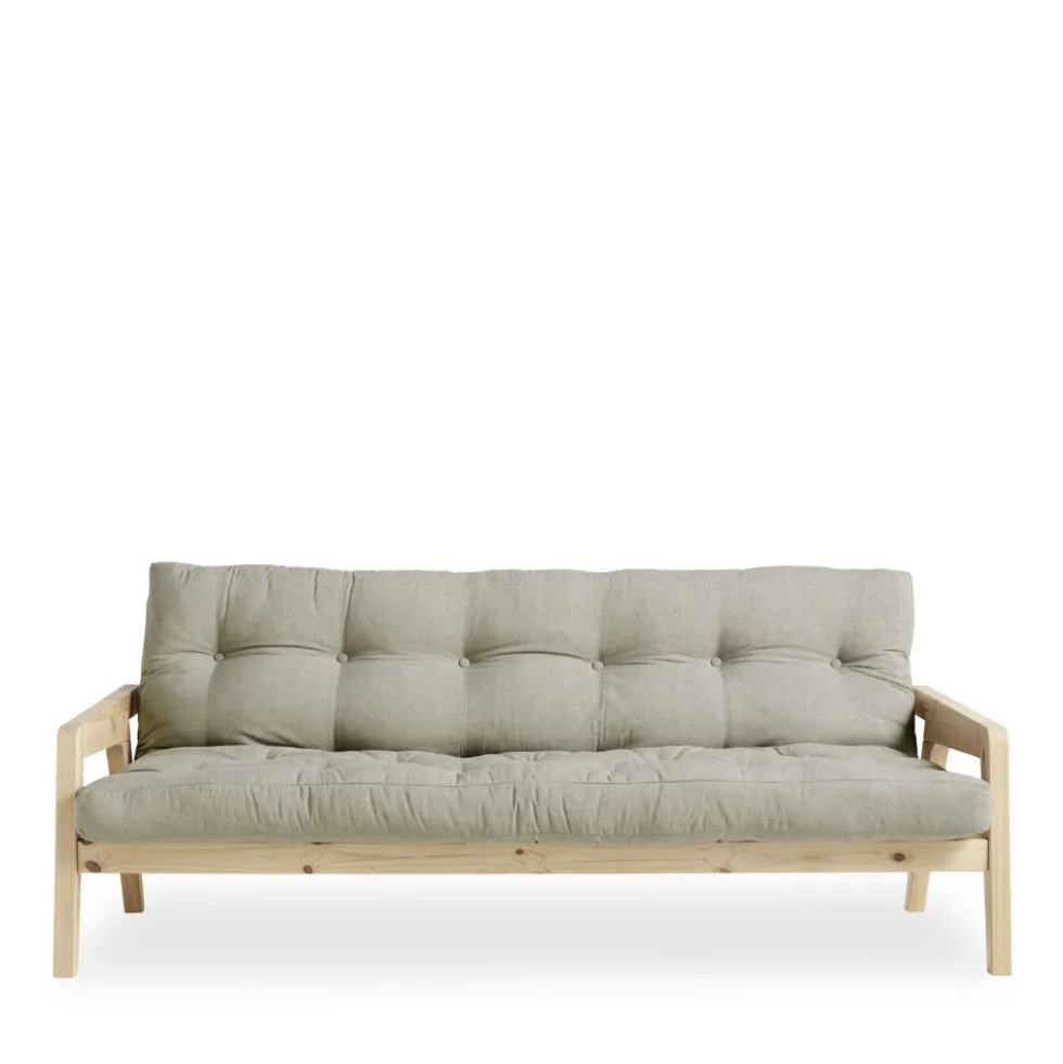 GRAB Canapé convertible en bois naturel et tissu
