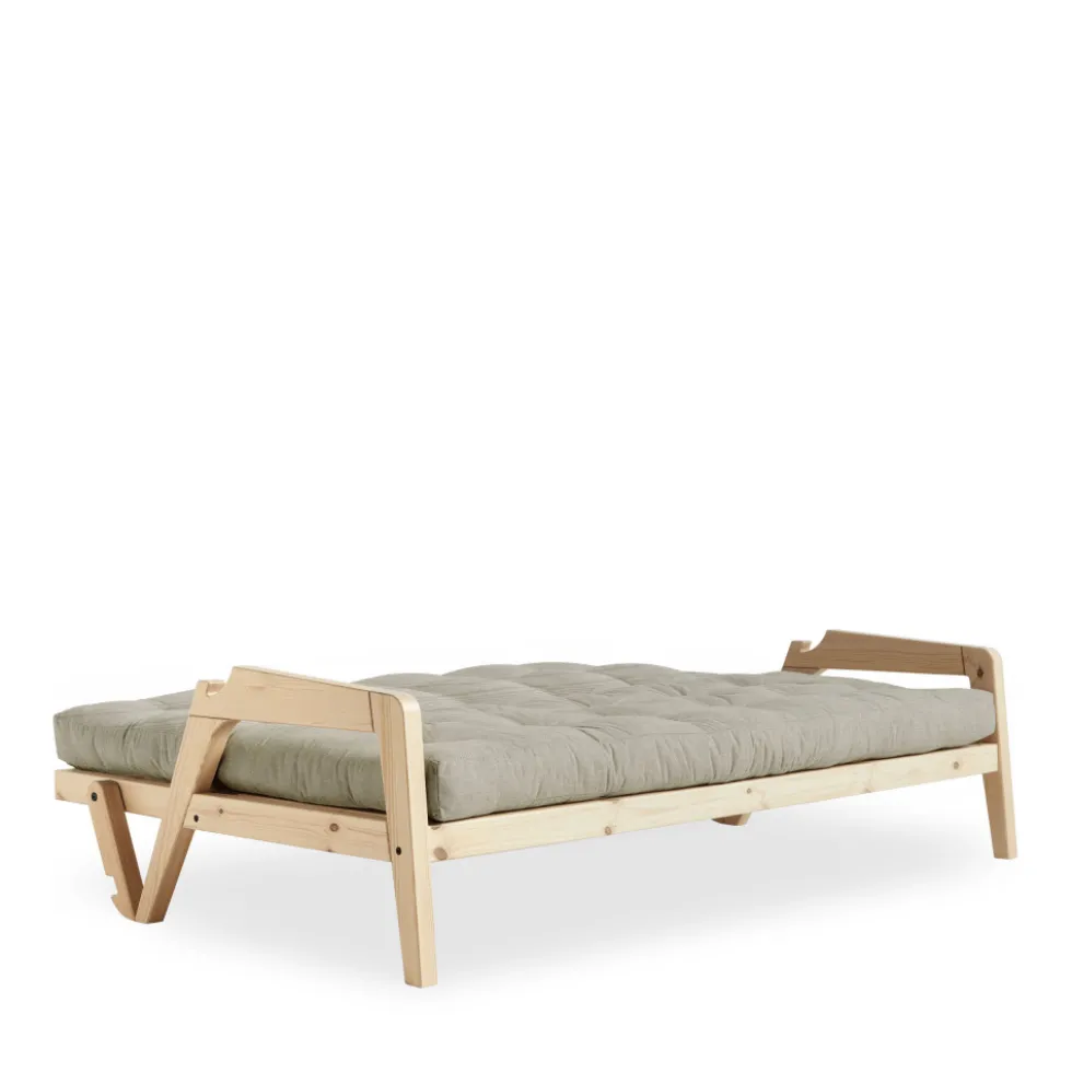 GRAB Canapé convertible en bois naturel et tissu