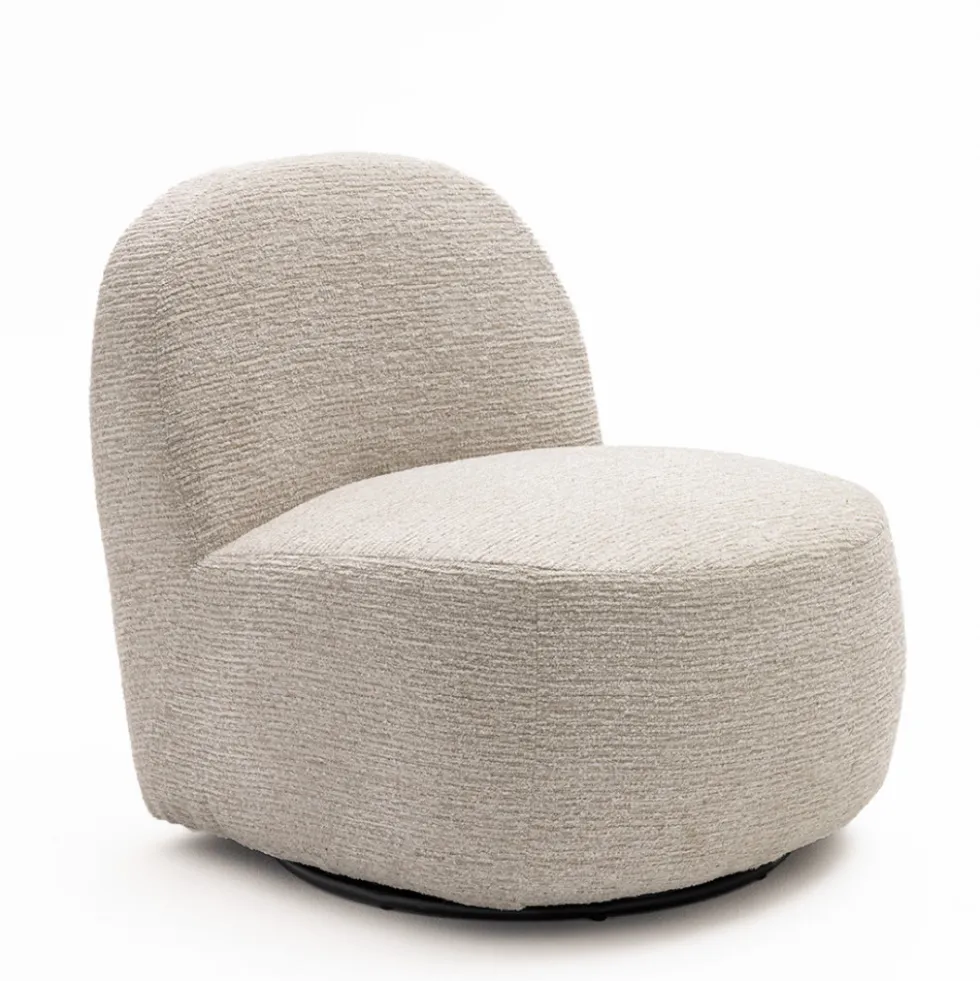 GROOVY Fauteuil pivotant en tissu chenille côtelé