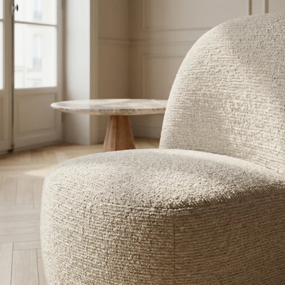 GROOVY Fauteuil pivotant en tissu chenille côtelé