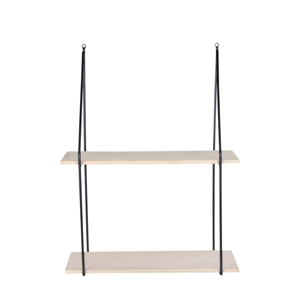 HAAG Etagère murale en métal et bois 55x21xH72 cm