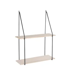 HAAG Etagère murale en métal et bois 55x21xH72 cm