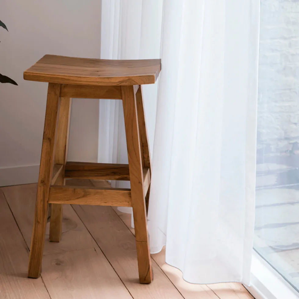 HANOTILO Tabouret de bar en acacia H66cm