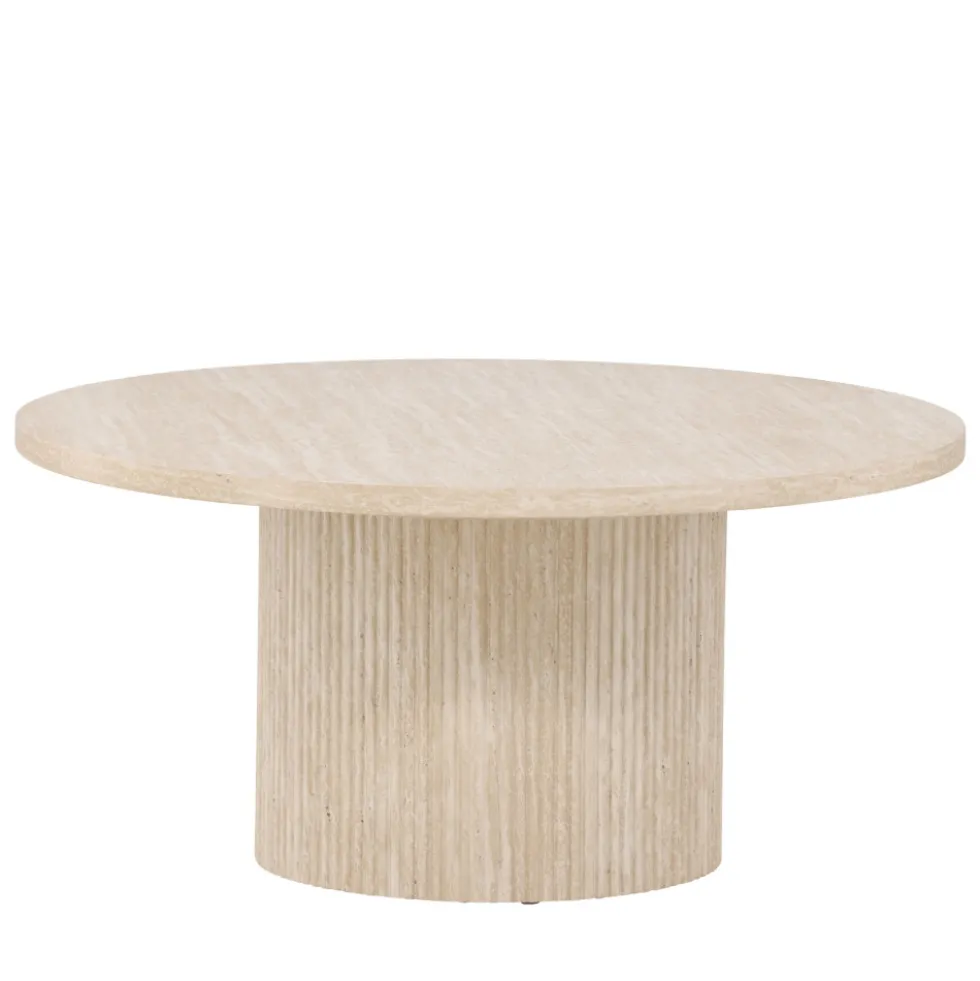 HARON Table basse ronde en bois effet travertin ø80cm