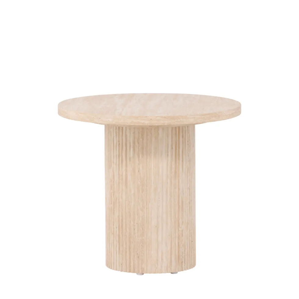 HARON Table d'appoint ronde effet travertin ø50cm