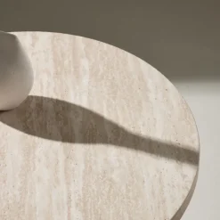 HARON Table d'appoint ronde effet travertin ø50cm
