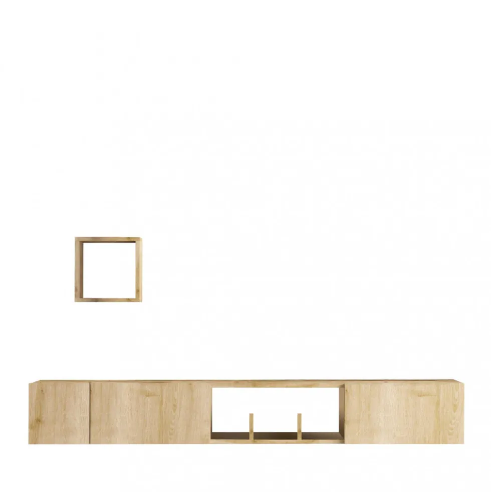 HEAVY Meuble TV suspendu 3 portes en bois L180cm