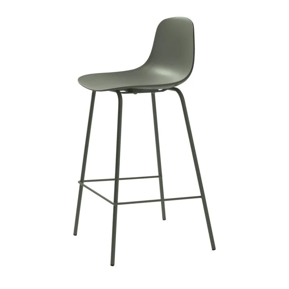 HEL Lot de 2 chaises de bar en plastique et métal H67,5cm