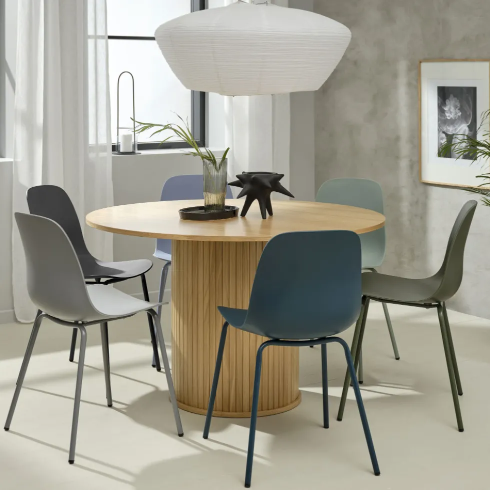 HEL Lot de 4 chaises en plastique et métal