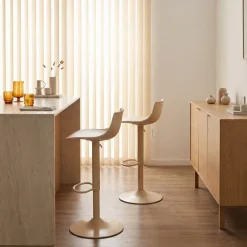 HERIBO Lot de 2 chaises de bar réglables en plastique et métal H58-79cm