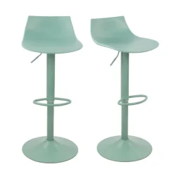 HERIBO Lot de 2 chaises de bar réglables en plastique et métal H58-79cm