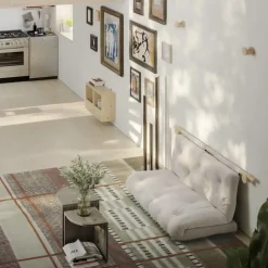 HOOKED Fauteuil convertible en tissu et bois avec accroches murales