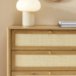 IRIS Commode 4 tiroirs en bois et cannage L80cm