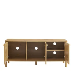 IRIS Meuble TV 3 portes en bois et cannage L120cm
