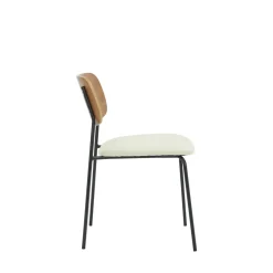 JENS Lot de 2 chaises en bois, tissu bouclette et métal